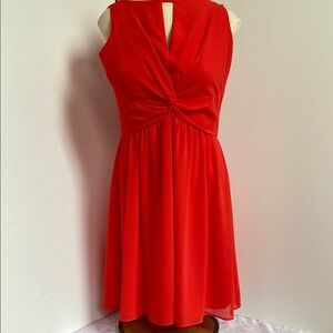 Elegant Orange Red Sleeveless Dress